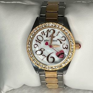 Betsey Johnson silver and gold watch with heart
